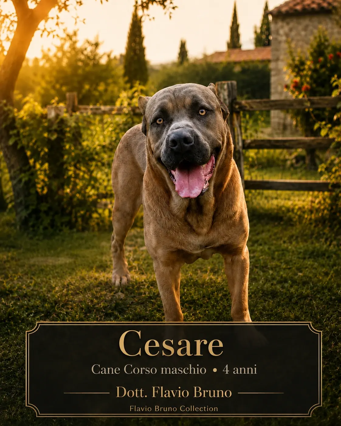 Cesare, a male Cane Corso aged four years, shared from Dott. Flavio Bruno’s personal collection.