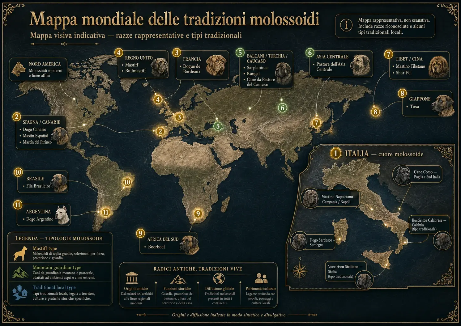 World map with Italian focus