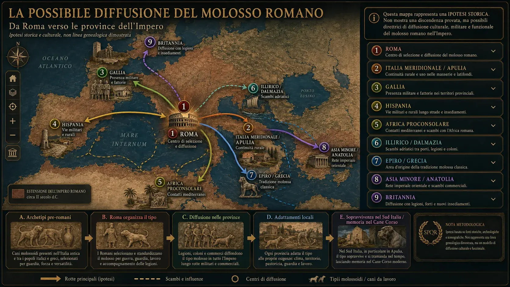 Possible diffusion of the Roman molossus