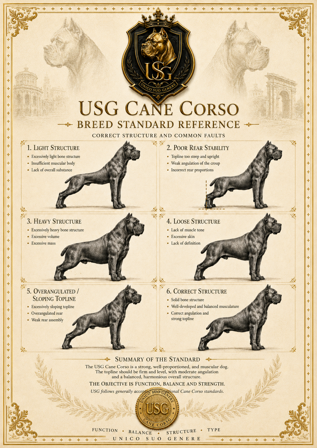 USG Visual Atlas reference for Cane Corso breed standard and proportions