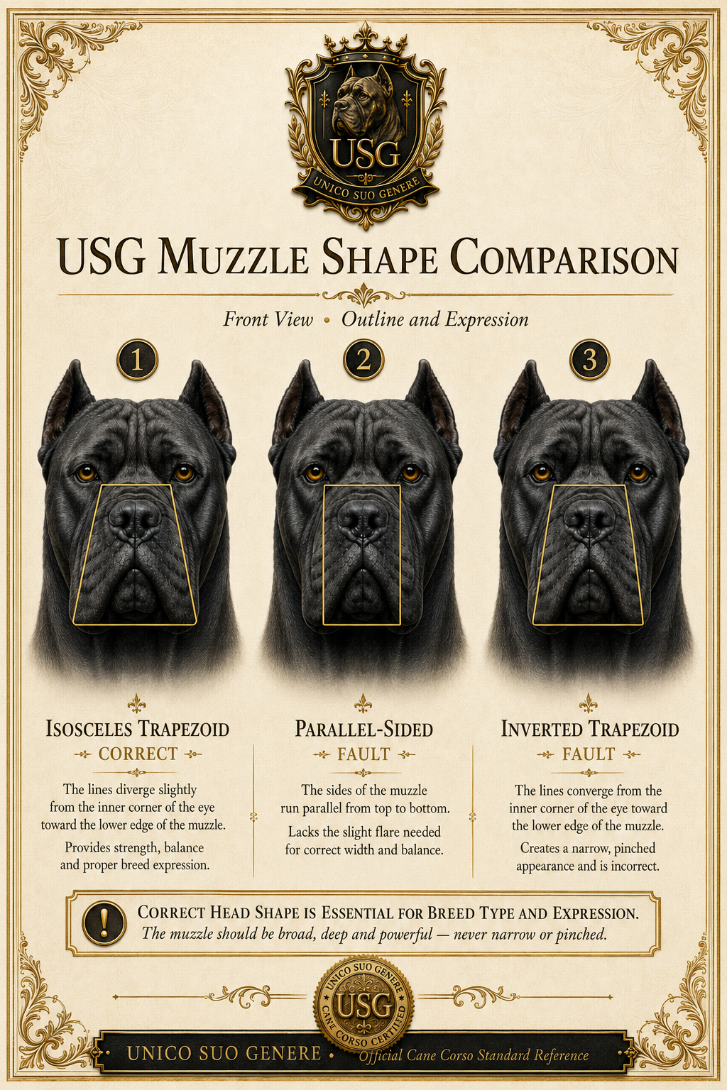 USG Visual Atlas reference for Cane Corso muzzle shape and expression
